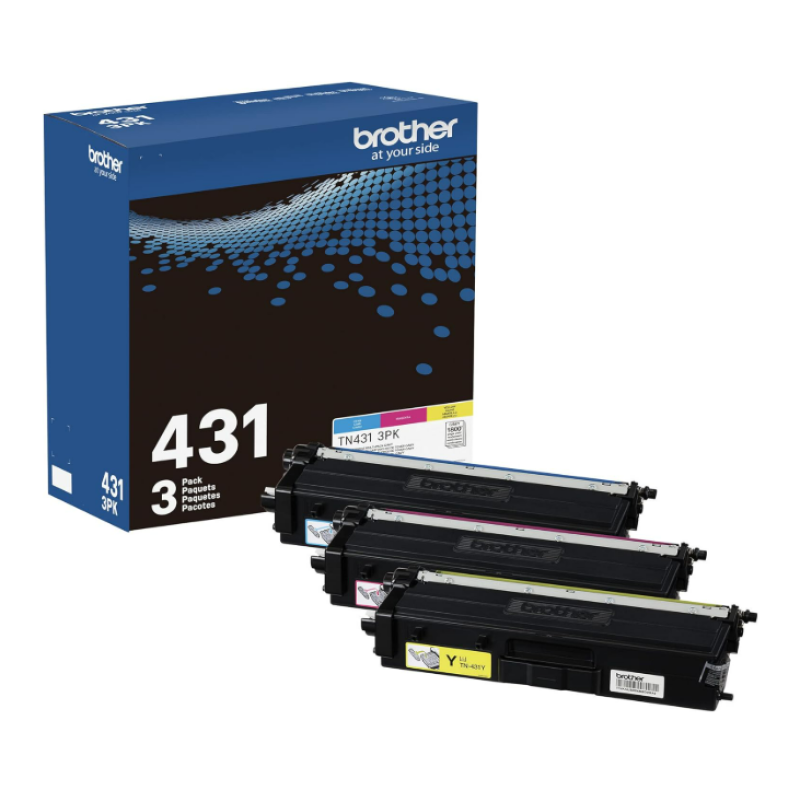 Brother TN-431 3PK, Cyan, Magenta, Yellow, Standard Yield, Model: TN4313PK