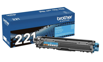 Brother Genuine Standard Yield Toner Cartridge, TN221C, Replacement Cyan Color Toner, Page Yield Up To 1,400 Pages, Amazon Dash Replenishment Cartridge, TN221