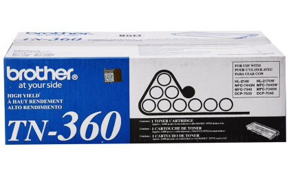 Brother Genuine High Yield Toner Cartridge, Black Toner, Page Yield Up To 2,600 Pages, TN360