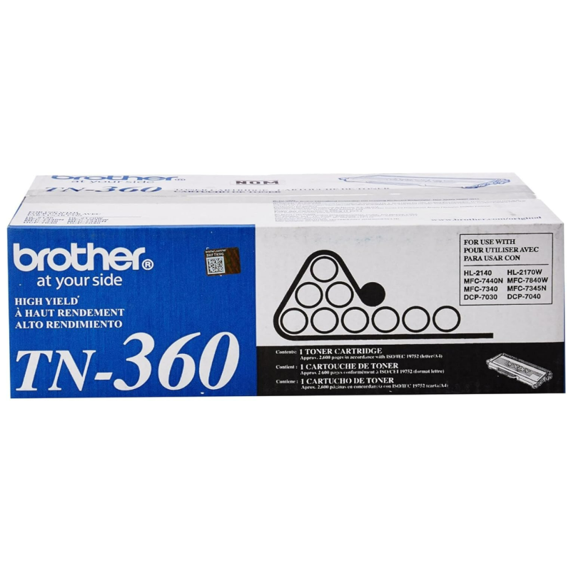 Brother Genuine High Yield Toner Cartridge, Black Toner, Page Yield Up To 2,600 Pages, TN360