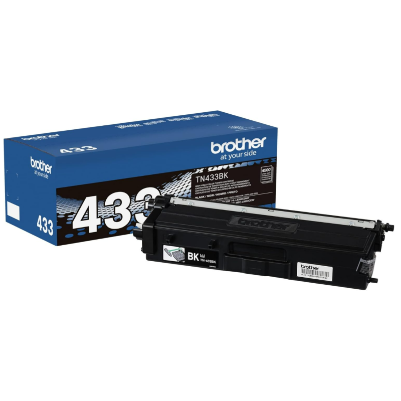 Brother Genuine TN433BK High Yield Toner-Retail Packaging , Black, 1 Size