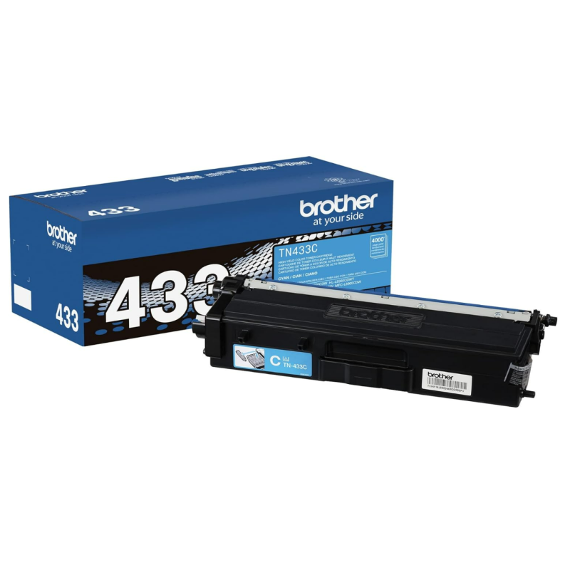 Brother Genuine High Yield Toner Cartridge, TN433C, Replacement Cyan Toner, Page Yield Up To 4,000 Pages, Amazon Dash Replenishment Cartridge, TN433