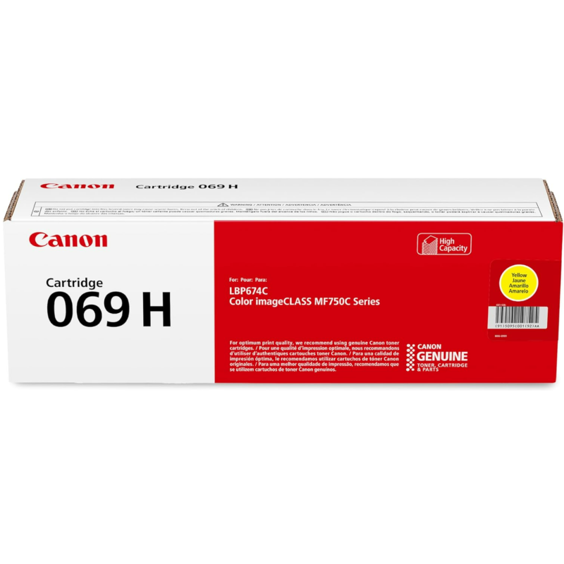 Canon Genuine 069H Yellow Toner Cartridge High Capacity Compatible with MF753Cdw, MF751Cdw, LBP674Cdw