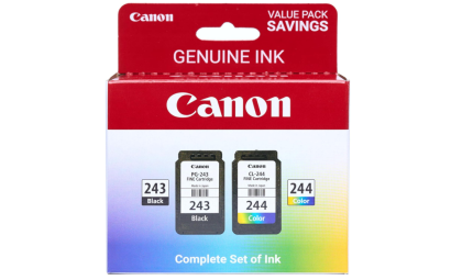 Canon PG-243 / CL-244 Genuine Ink Value Pack (2 Cartridges), Compatible with iP2820, MX492, MG2420/2520/2920/2922/2924/3020/2522/2525, TS3120/302/302a/202/4520/3320