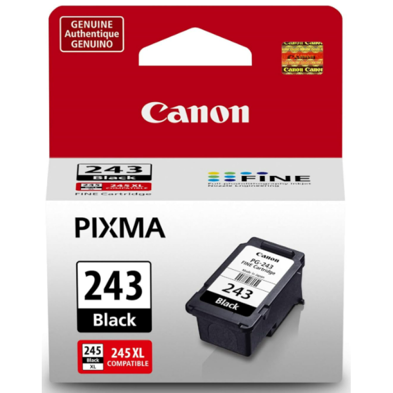 Canon PG-243 Genuine Black Ink Cartridge, Compatible with iP2820, MX492, MG2420/2520/2920/2922/2924/3020/2525, TS3120/302/302a/202/4520/3320