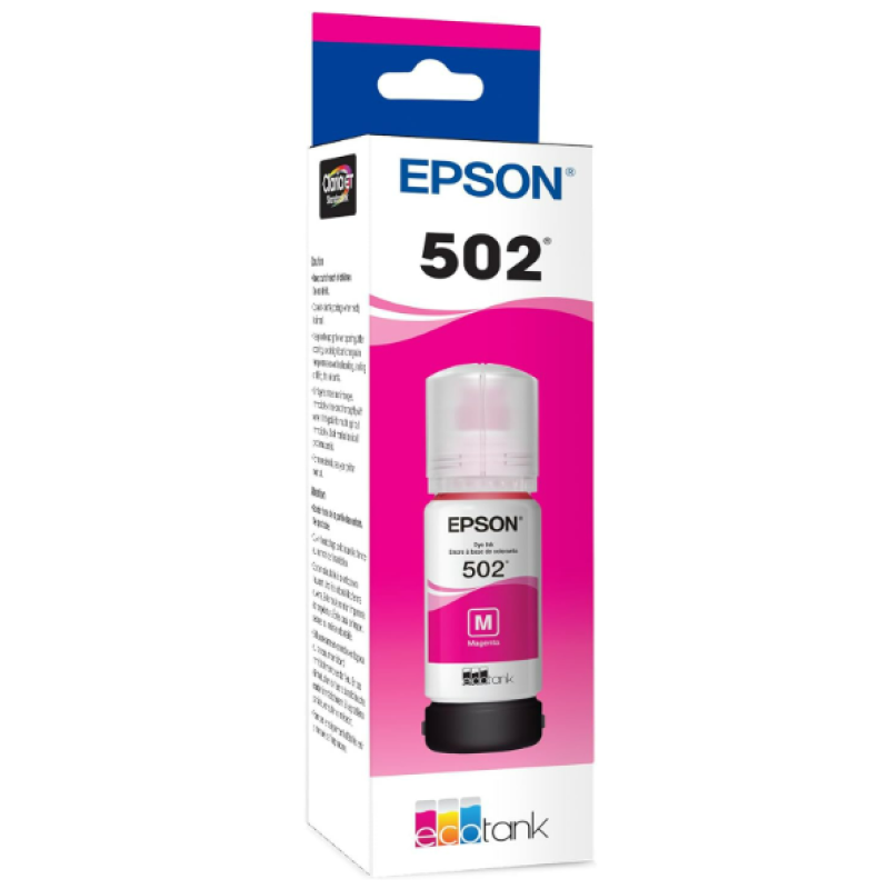 EPSON 502 EcoTank Ink Ultra-high Capacity Bottle Magenta Works with ET-2750, ET-2760, ET-2850, ET-3750, ET-3760, ET-3850, ET-4850, and other select EcoTank models, Magenta