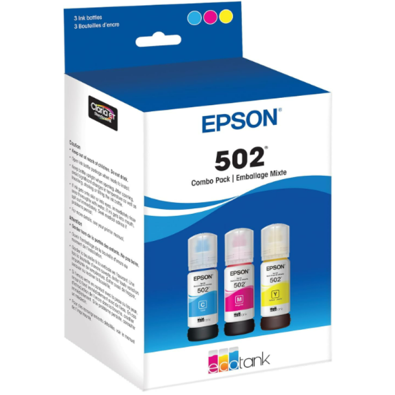 EPSON 502 EcoTank Ink Ultra-high Capacity Bottle Color Combo Pack Works with ET-2750, ET-2760, ET-2850, ET-3750, ET-3760, ET-3850, ET-4850, and other select EcoTank models