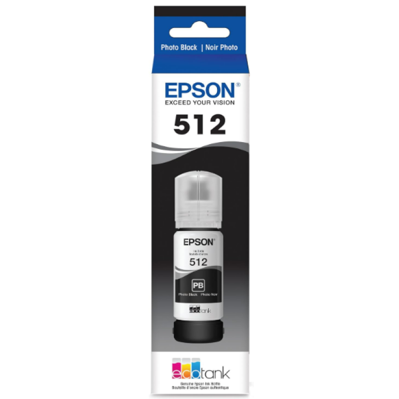 EPSON 512 EcoTank Ink Ultra-high Capacity Bottle Photo Black (T512120-S) Works with EcoTank ET-7700, ET-7750