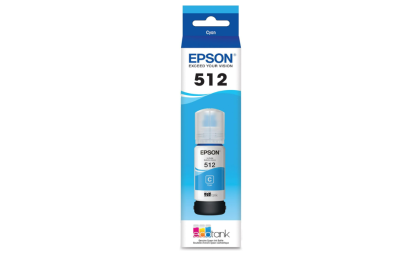 EPSON 512 EcoTank Ink Ultra-high Capacity Bottle Cyan (T512220-S) Works with EcoTank ET-7700, ET-7750