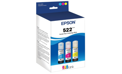 EPSON 522 EcoTank Ink Ultra-high Capacity Bottle Color Combo Pack (T522520-S) Works with EcoTank ET-2720, ET-2800, ET-2803, ET-2840, ET-4700, ET-4800, ET-4810