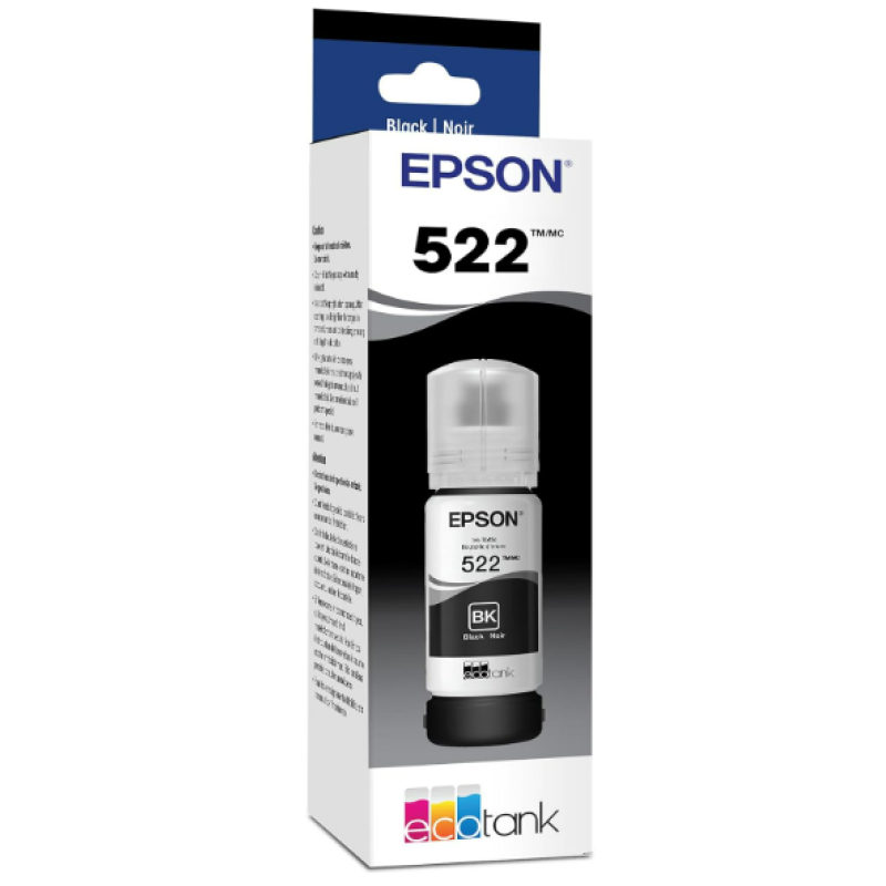 EPSON 522 EcoTank Ink Ultra-high Capacity Bottle Black (T522120-S) Works with EcoTank ET-2720, ET-2800, ET-2803, ET-2840, ET-4700, ET-4800, ET-4810