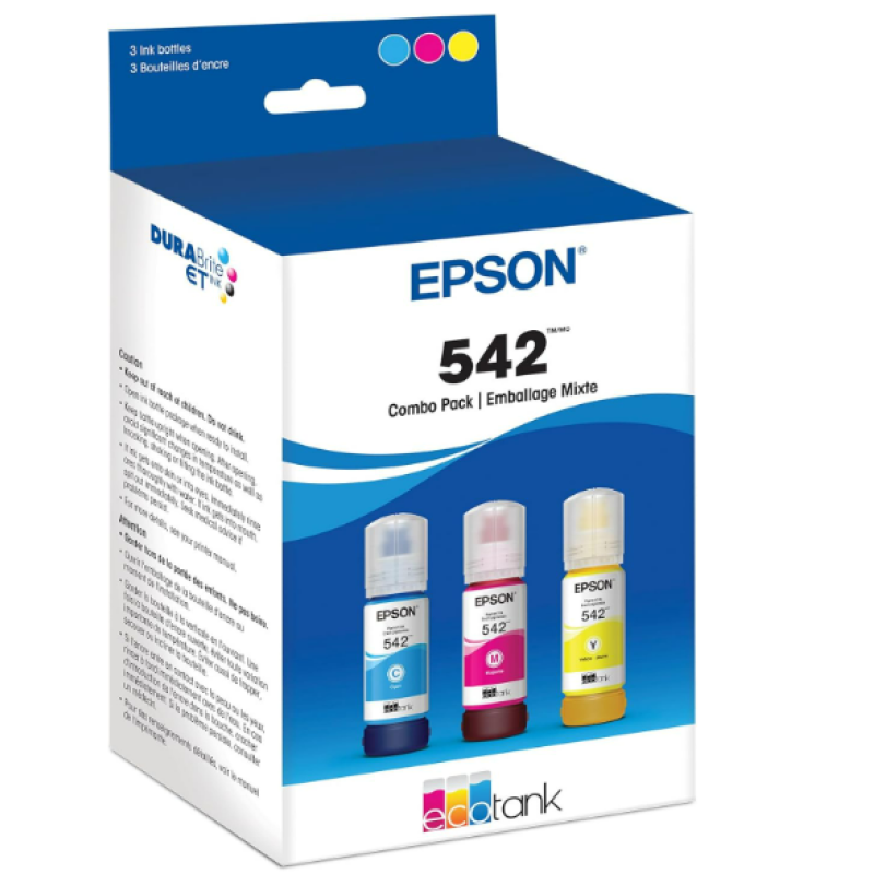 EPSON 542 EcoTank Ink Ultra-high Capacity Bottle Color Combo Pack (T542520-S) Works with EcoTank Pro ET-5150, ET-5170, ET-5180, ET-5800, ET-5850, ET-5880, ET-16600, ET-16650