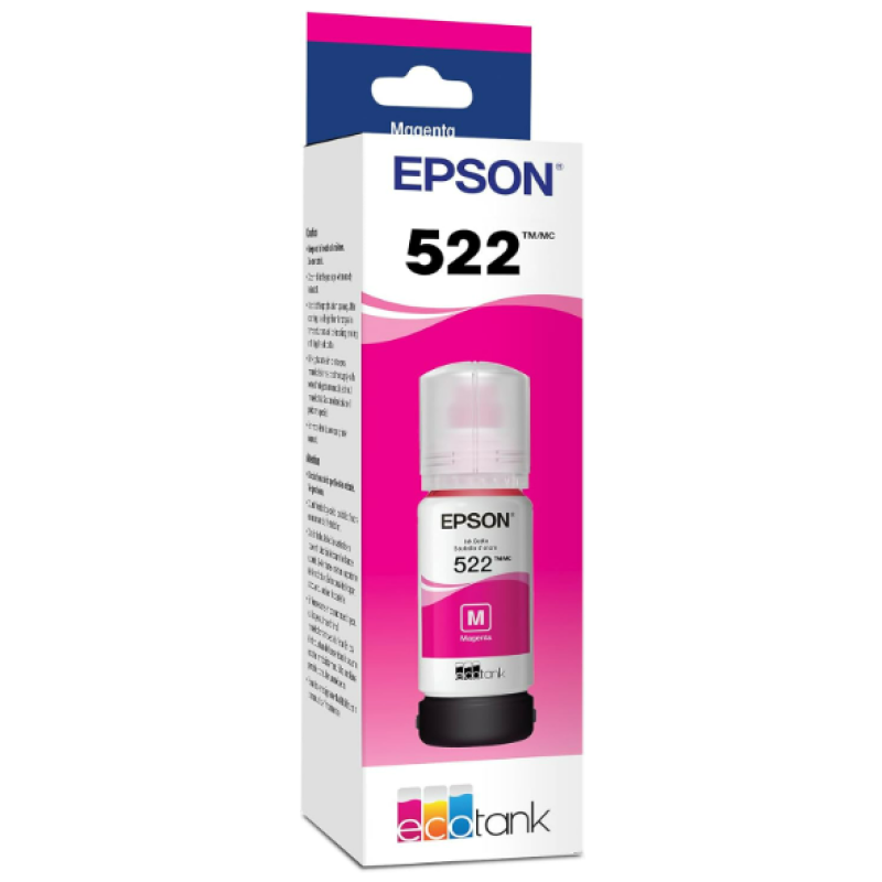 Epson 522 EcoTank Ink Ultra-high Capacity Bottle Cyan (T522220-S) Works with EcoTank ET-2400, ET-2720, ET-2800, ET-2803, ET-2840, ET-4700, ET-4800, ET-4810