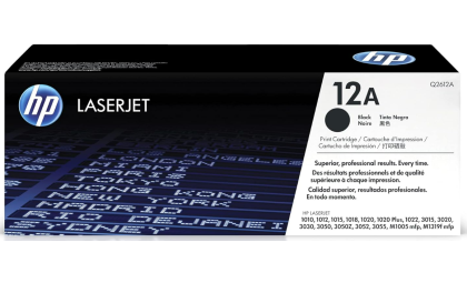 HP 12A Black Toner Cartridge | Works with HP LaserJet 1010, 1020, 3015, 3020, 3030, 3050 Series; HP LaserJet MFP M1005, M1319 Series | Q2612A