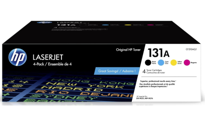 HP 131A Black, Cyan, Magenta, Yellow Toner Cartridges for HP Printers | Works with Printer Series: LaserJet Pro 200 color M251, LaserJet Pro 200 color MFP M276 | CF210AQ1