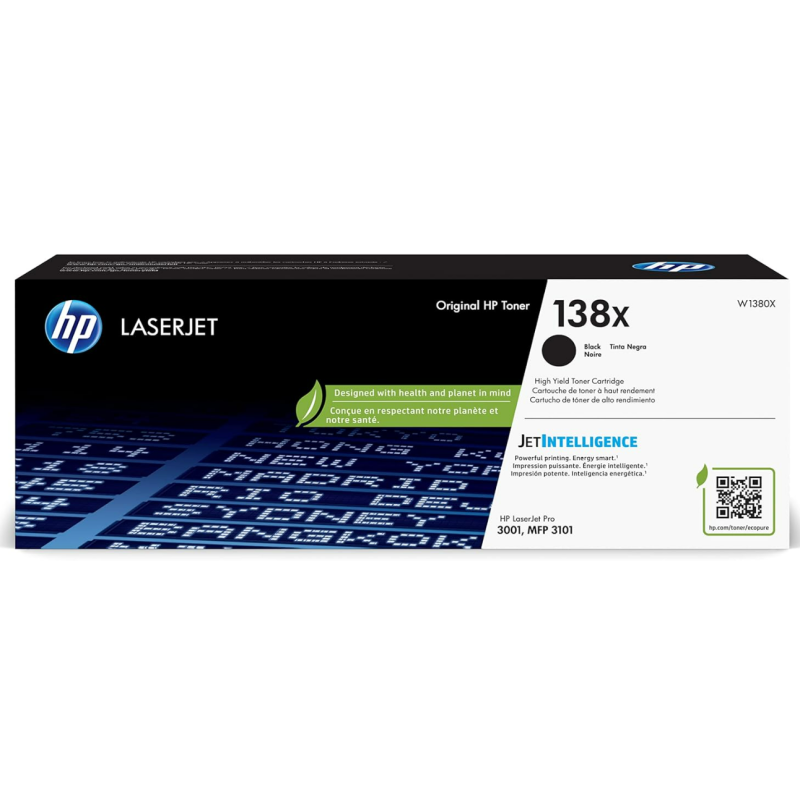 HP 138X Black High-Yield Toner Cartridge | Works Laserjet Pro 3001 Series, Laserjet Pro MFP 3101 Series | W1380X