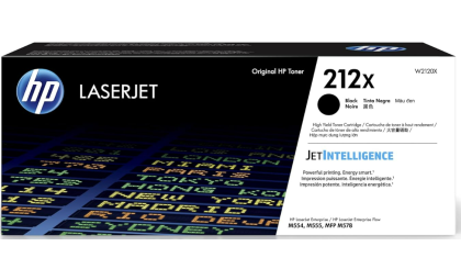 HP 212X Black High-yield Toner Cartridge for HP Printers | Works with Color LaserJet Enterprise M554, M555 Series; Color LaserJet Enterprise MFP M578 Series | W2120X