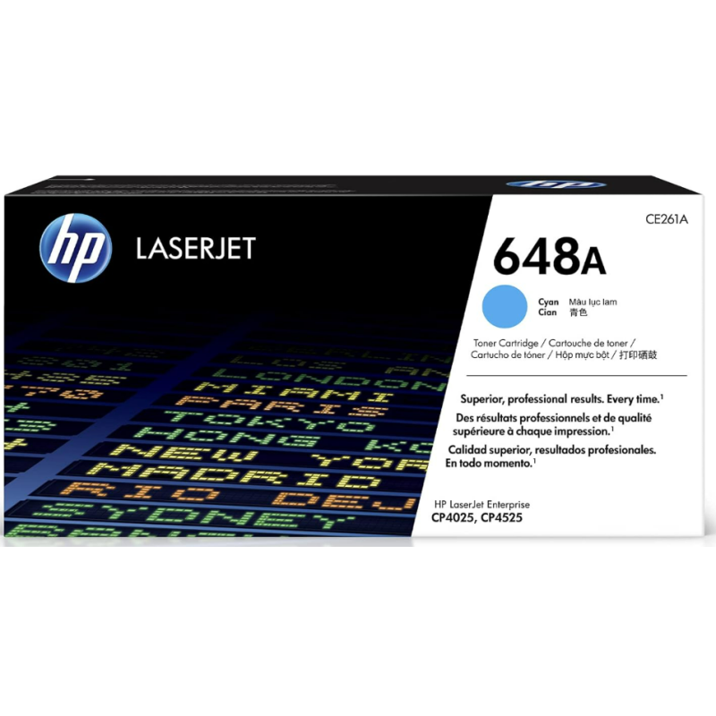 HP 648A Cyan Toner Cartridge | Works with HP Color LaserJet Enterprise CP4025, CP4525 Series | CE261A