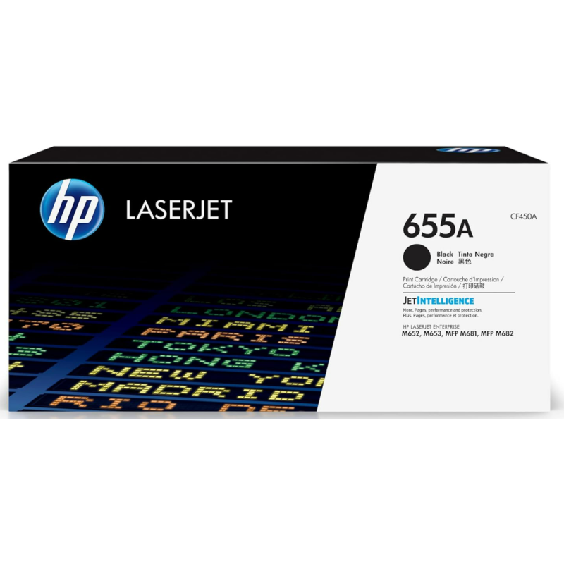 HP 655A Black Toner Cartridge | Works with HP Color LaserJet Enterprise M652, M653, HP Color LaserJet Enterprise MFP M681, M682 Series | CF450A