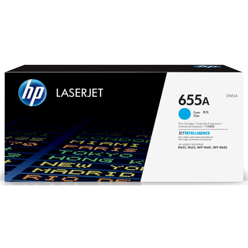 HP 655A Cyan Toner Cartridge | Works with HP Color LaserJet Enterprise M652, M653, HP Color LaserJet Enterprise MFP M681, M682 Series | CF451A