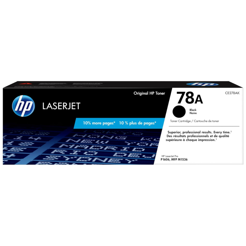 HP 78A Black Toner Cartridge | Works with HP LaserJet Pro P1566, P1606 Series, HP LaserJet Pro MFP M1536 Series | CE278A