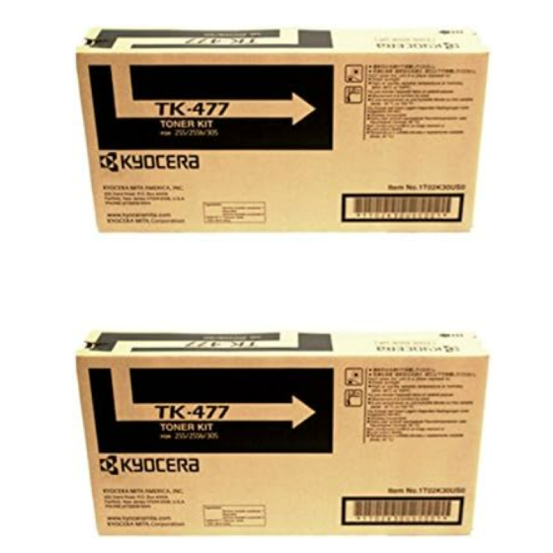 KYOCERA TK-477 (TK477) Black Toner Cartridge 2-Pack for FS-6525MFP, FS-6530MFP