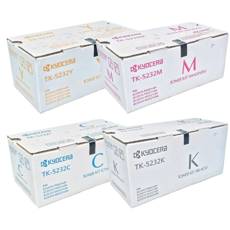 Kyocera TK5232 (TK-5232) 4-Color Toner Cartridge Set for M5521cdw, P5021cdw